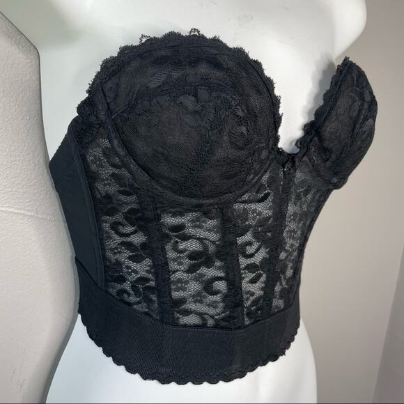 ADONNA Vintage Black Lace Bustier Size 34A Romantic Goth Regency Old Hollywood - Picture 2 of 7